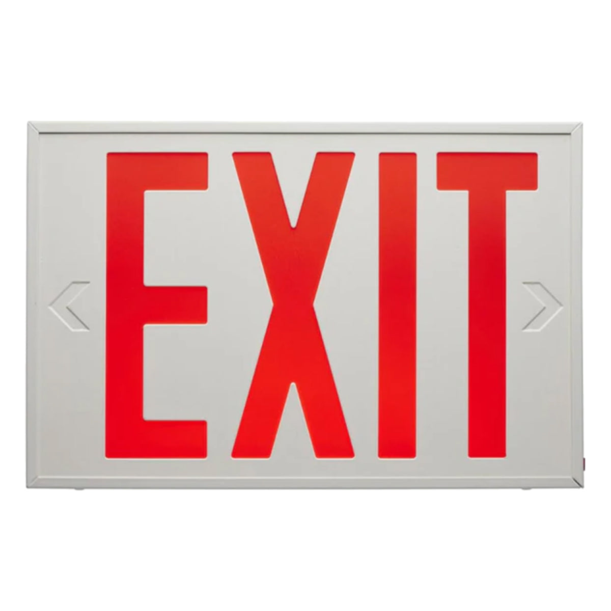 LED Exit Sign, Single/Double Face with Red Letters, White, Battery Included, Steel Housing - Bees Lighting