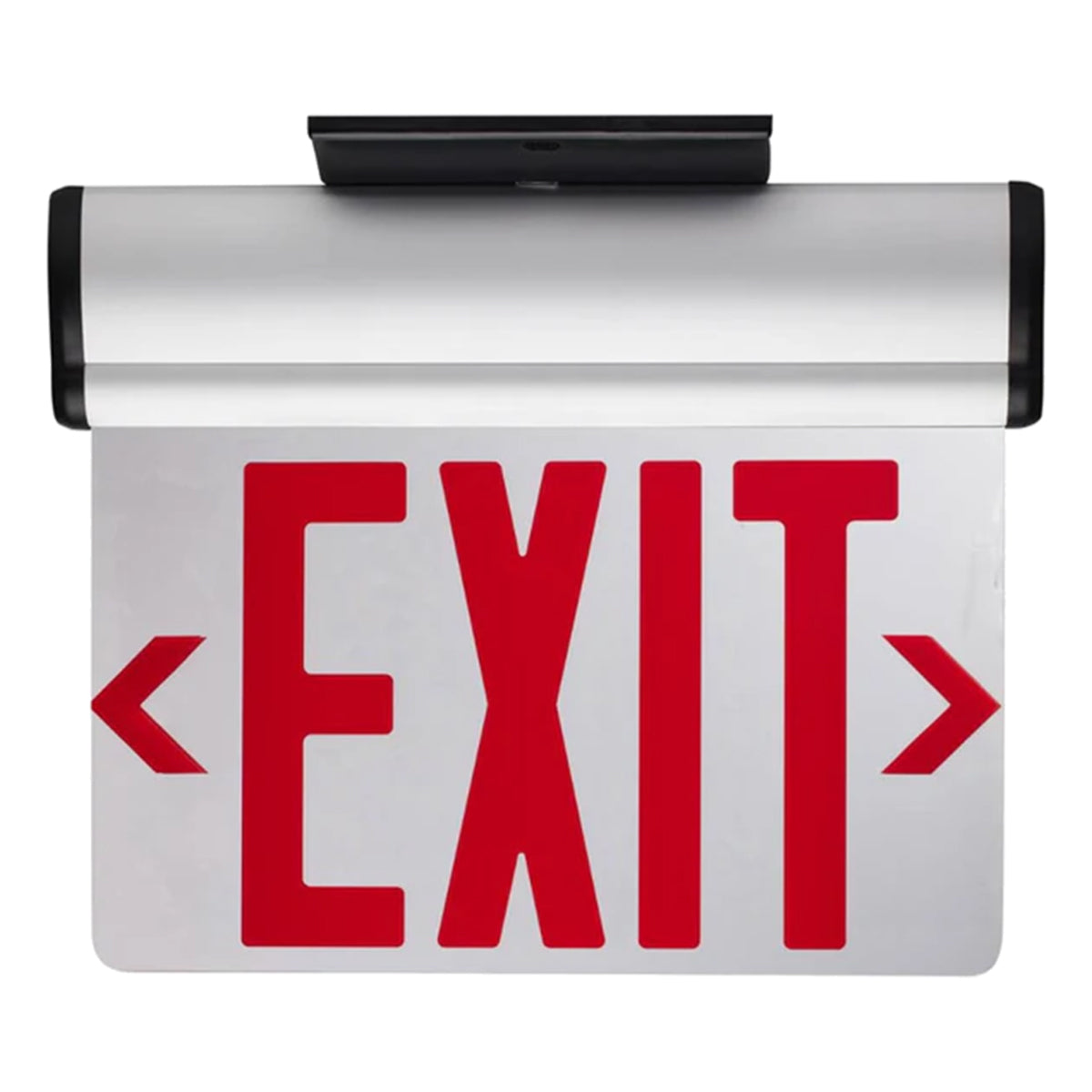Edge-Lit LED Exit Sign, Single Face with Red Letters, Clear Finish, Battery Included, Surface Mount - Bees Lighting