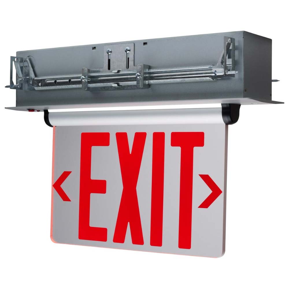 Edge-Lit LED Exit Sign Single Face with Red Letters 120/277 Volts, Clear Finish - Bees Lighting