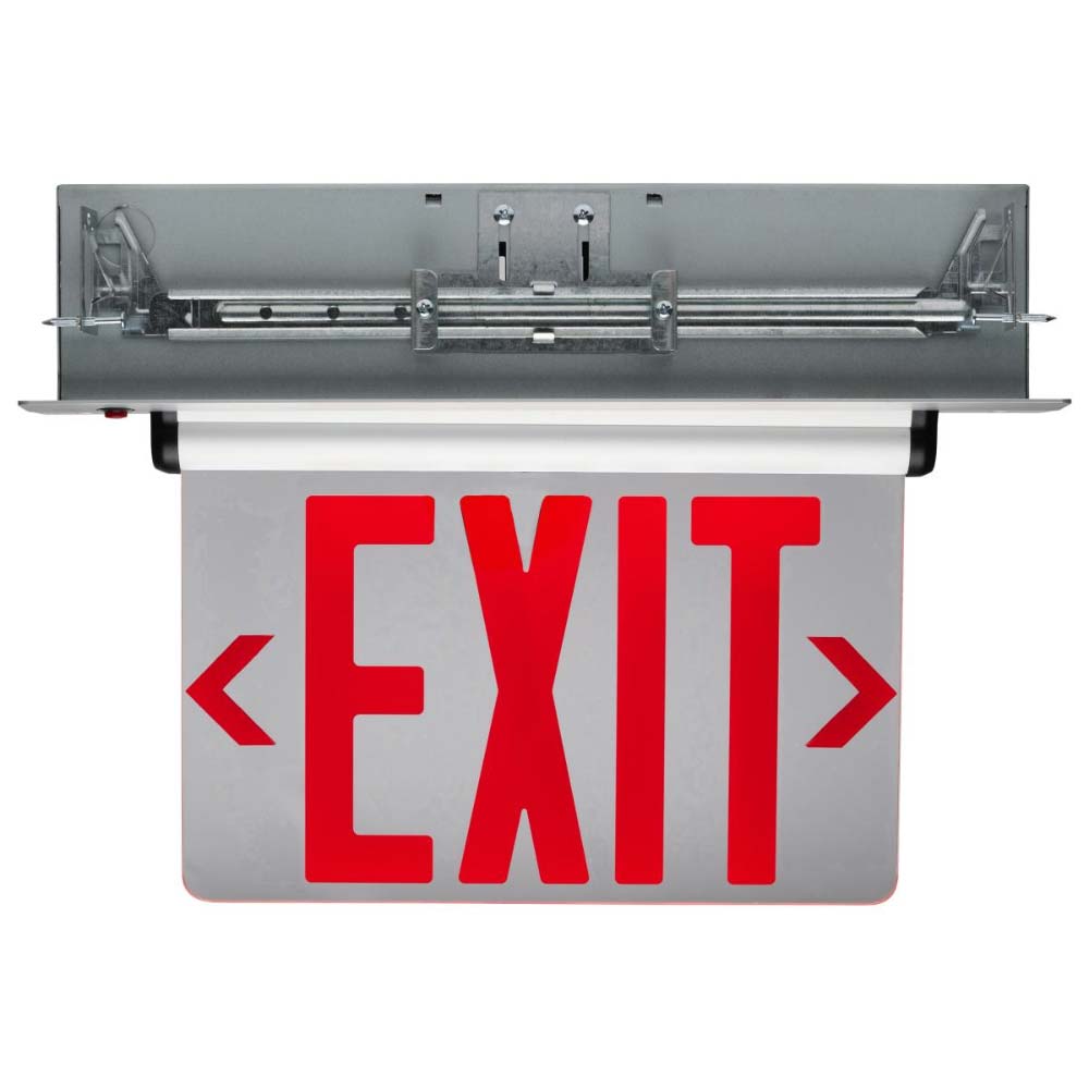 Edge-Lit LED Exit Sign Single Face with Red Letters 120/277 Volts, Clear Finish - Bees Lighting