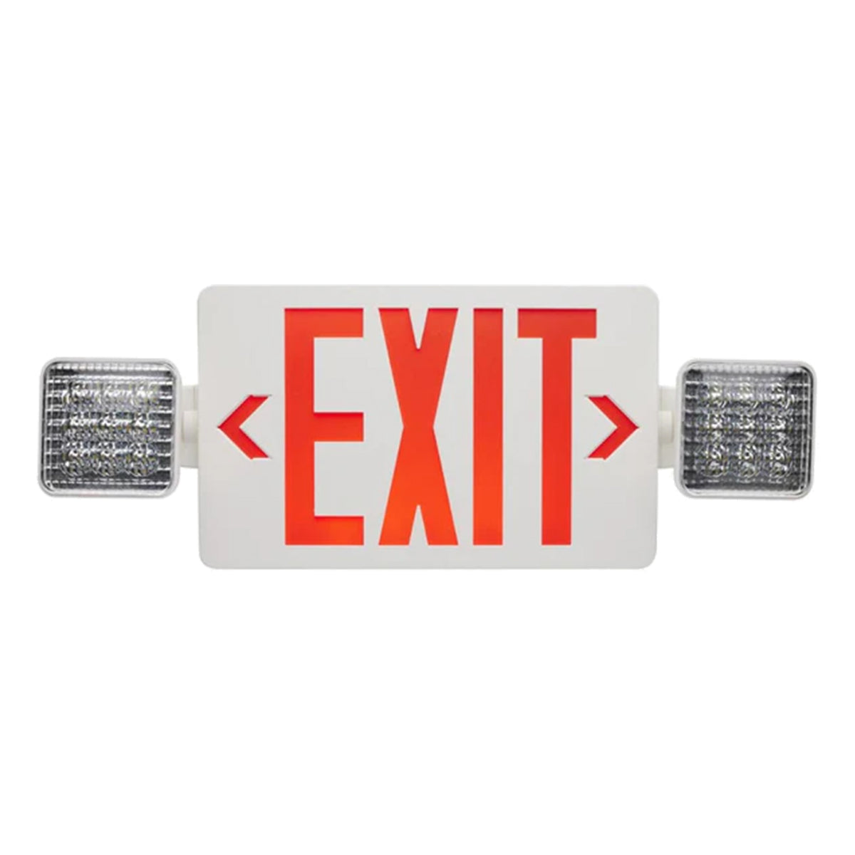 LED Combo Exit Sign, 2 Single Face with Red Letters, White, Battery Included - Bees Lighting
