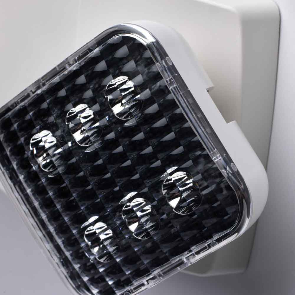 LED Emergency Light, 0.8 Watts, 2 Square Light Heads, 120-277V, White - Bees Lighting