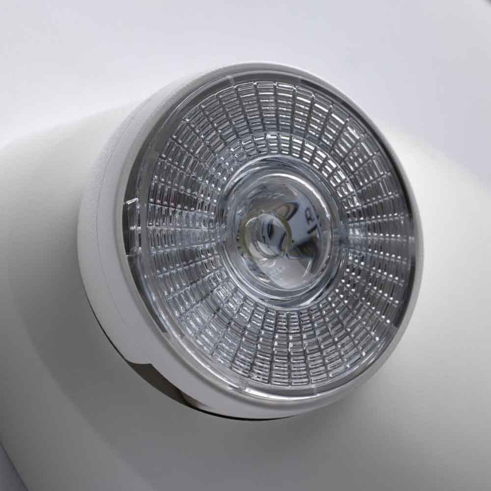 LED Emergency Light, 1 Watts, 2 Round Light Heads, 120-277V, Remote Capable, White - Bees Lighting