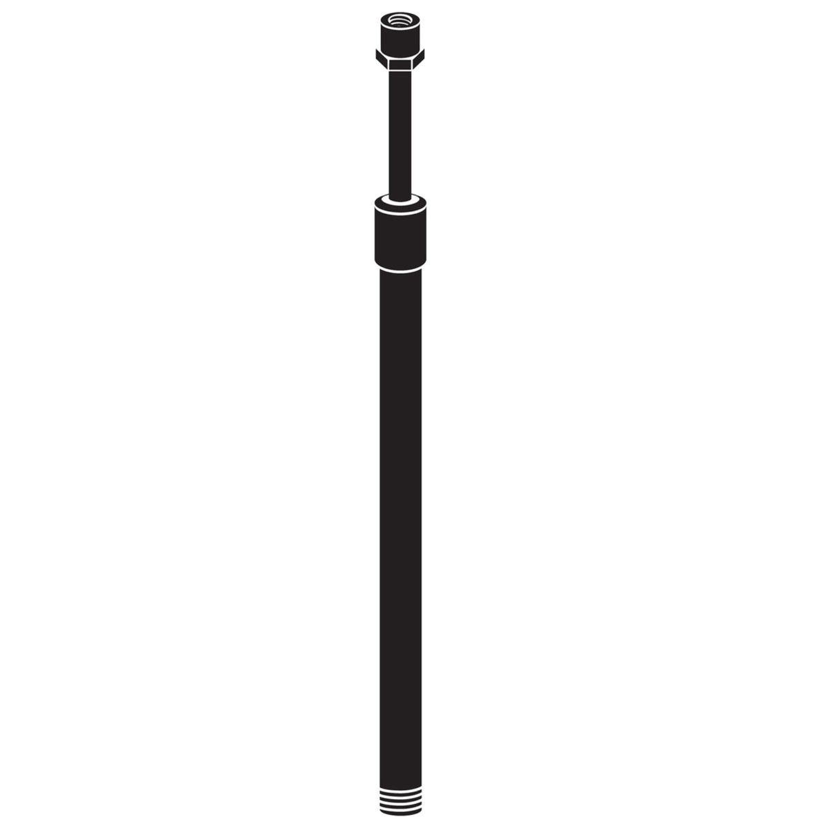 Textured black metal lighting accessory rod with threaded top collar