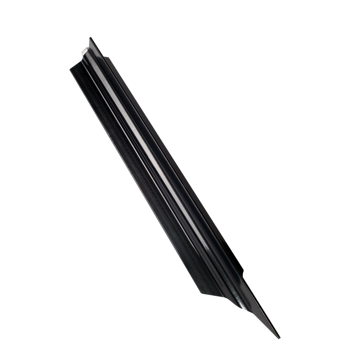 Black metal lighting accessory stake, pointed end.