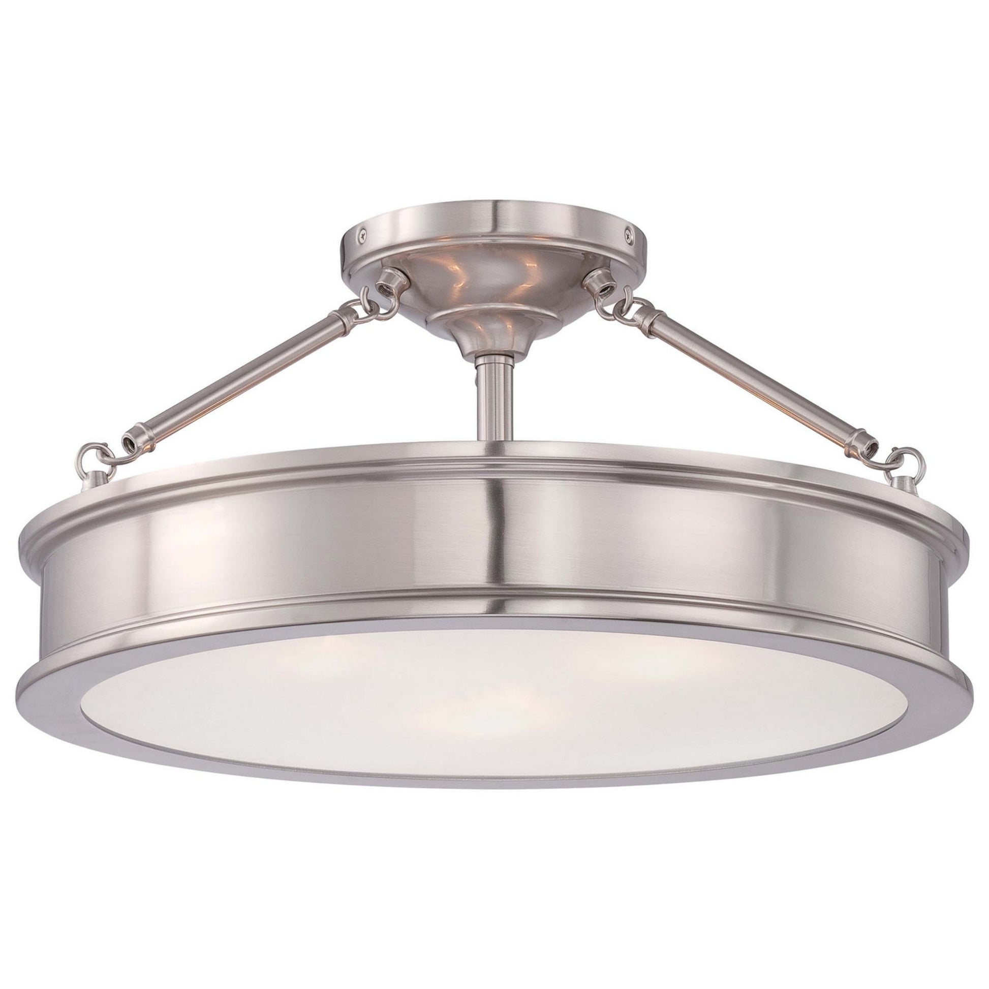 Harbour Point 19" 3-Light Semi-Flush Mount, Brushed Nickel Finish - Bees Lighting