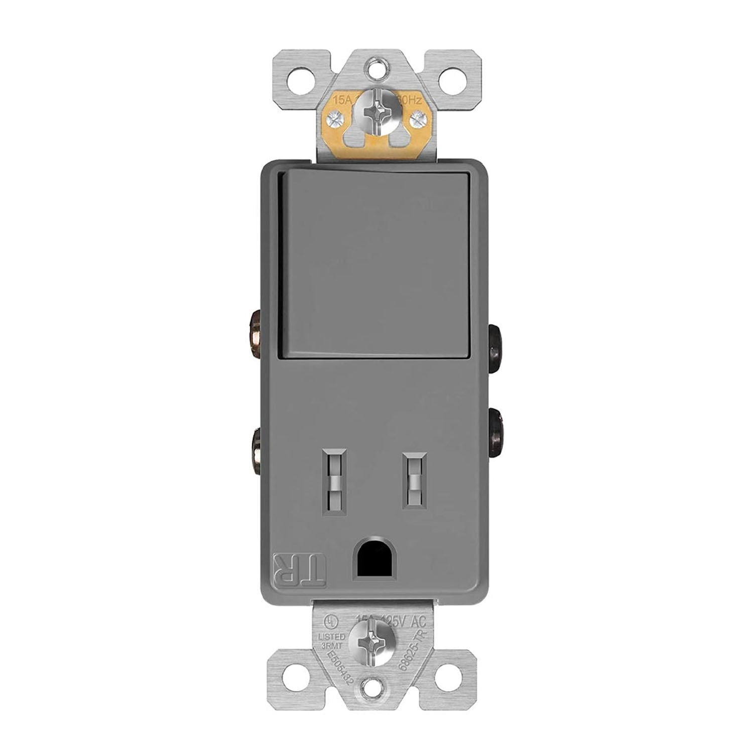 15 Amp Single Pole Light Switch and Tamper-Resistant Receptacle, Gray - Bees Lighting