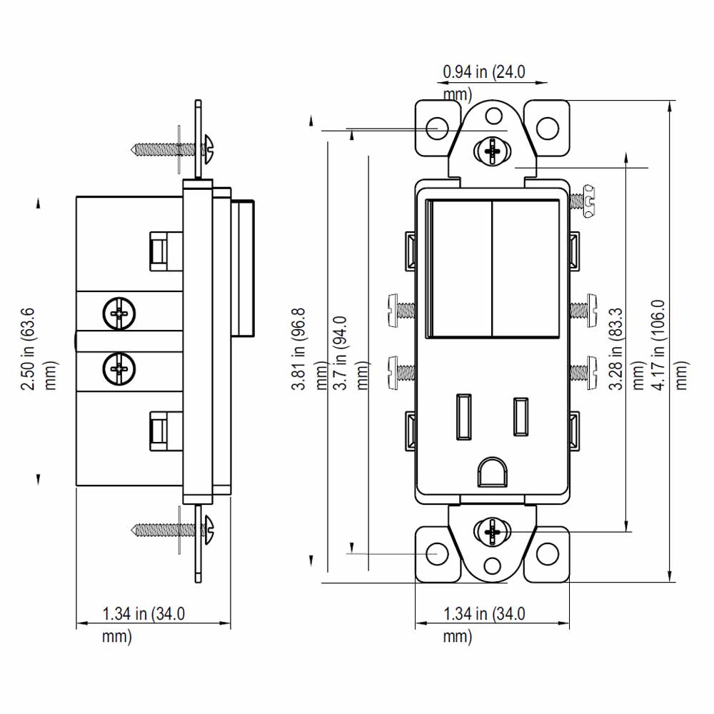 15 Amp Single Pole Light Switch and Tamper-Resistant Receptacle, White - Bees Lighting
