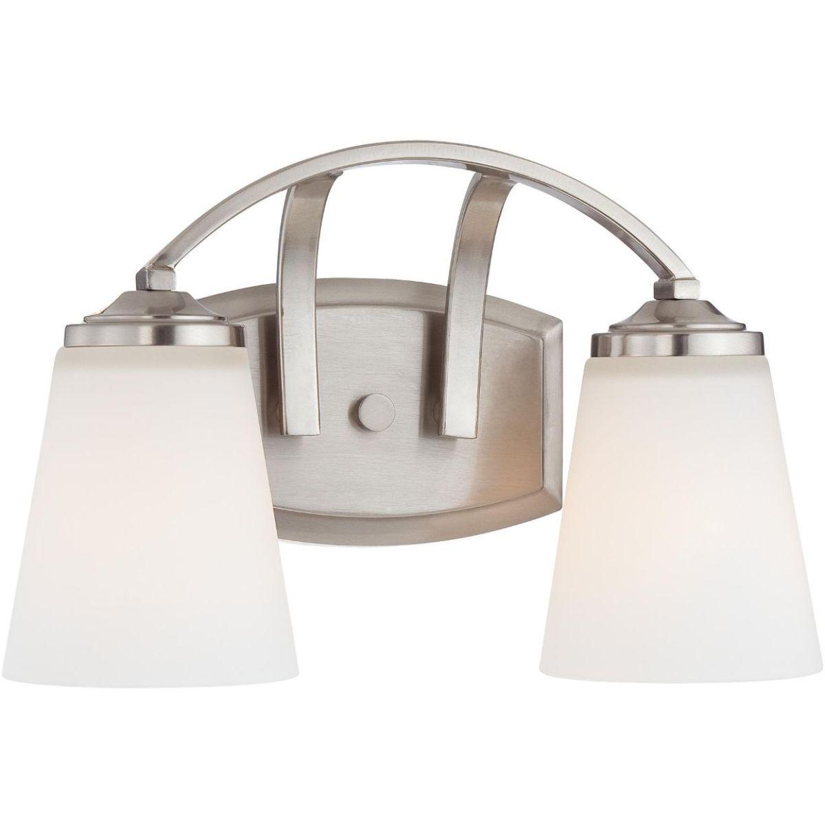 Overland Park 13 In. 2 Lights Vanity Light Brushed Nickel Finish - Bees Lighting