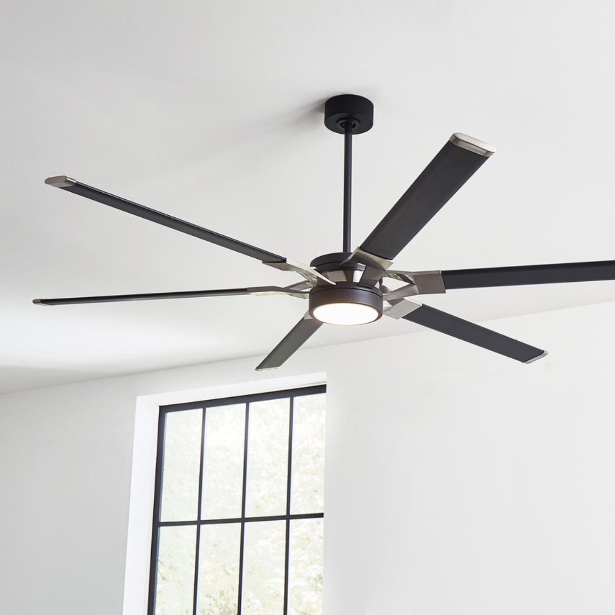 Loft 72 Inch Black and Steel Damp Rated LED Ceiling Fan with Remote - Bees Lighting