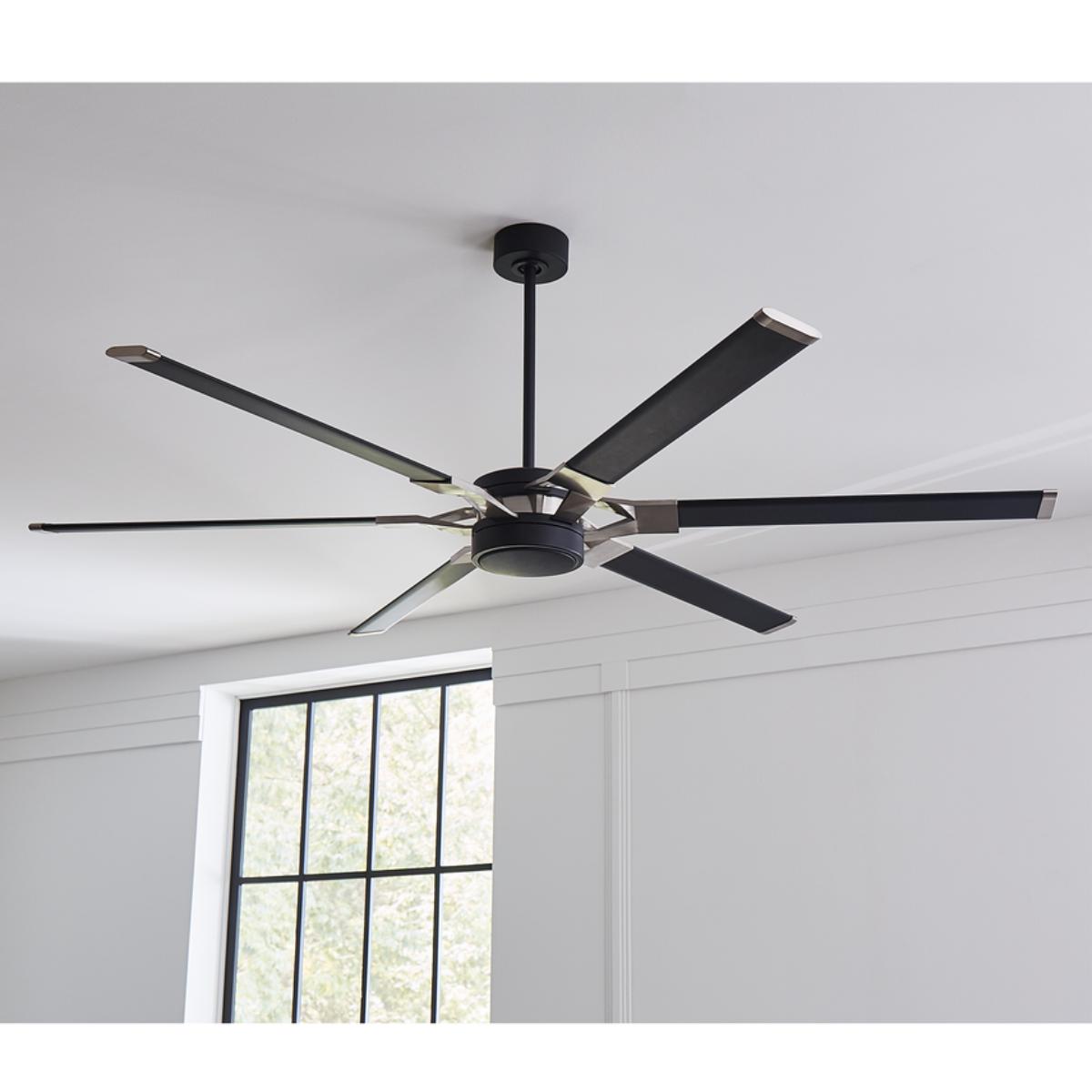 Loft 72 Inch Black and Steel Damp Rated LED Ceiling Fan with Remote - Bees Lighting