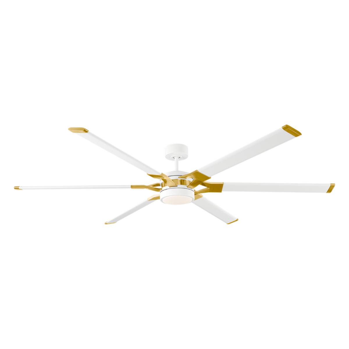 Loft 72 Inch White and Brass Damp Rated LED Ceiling Fan with Remote - Bees Lighting