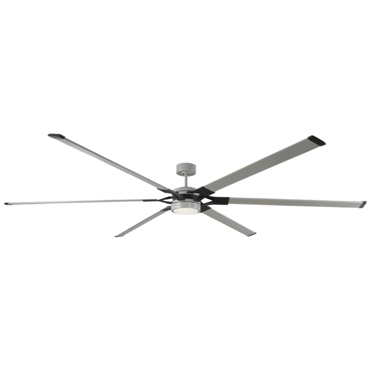 Loft 96 Inch Brushed Steel Large LED Ceiling Fan with Remote