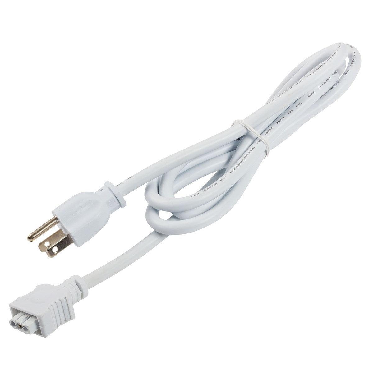 5ft 3-Prong Cord for 6U Under cabinet lights, White - Bees Lighting