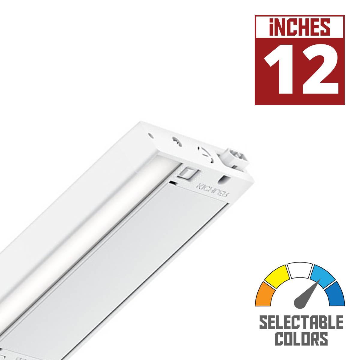 6U 12 Inch Plug In Under Cabinet LED Light, 400 Lumens, Interconnectable, Selectable CCT 27K/30K, 120V