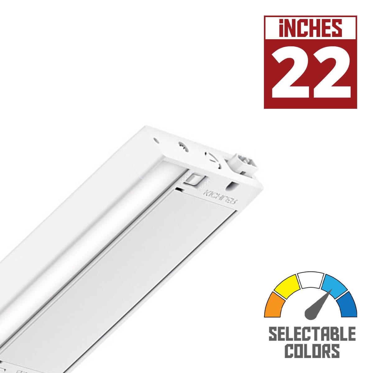 6U 22 Inch Plug In Under Cabinet LED Light, 735 Lumens, Interconnectable, Selectable CCT 27K/30K, 120V