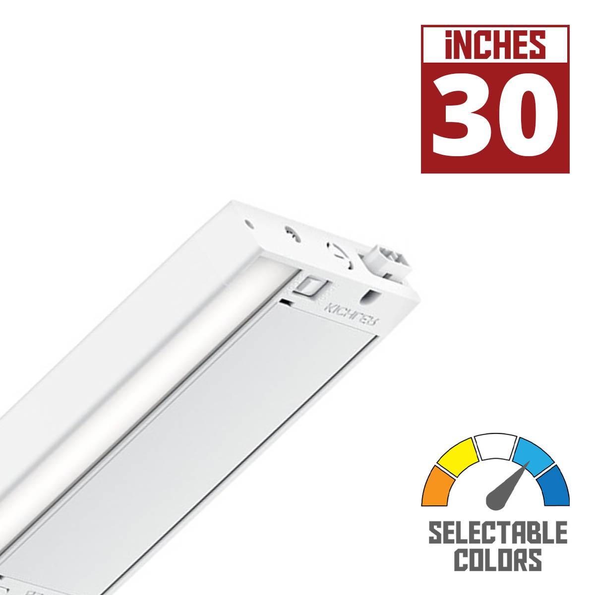 6U 30 Inch Plug In Under Cabinet LED Light, 1000 Lumens, Interconnectable, Selectable CCT 27K/30K, 120V