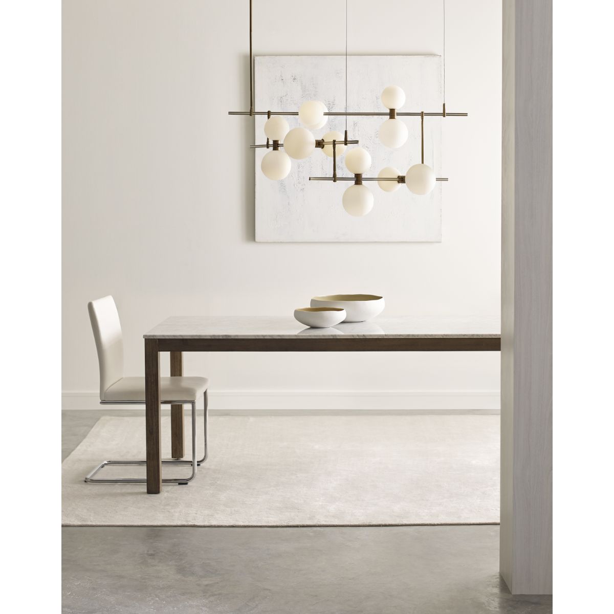 ModernRail 48 in. 12 Lights LED Chandelier with Remote canopy Gold Finish Glass Orbs