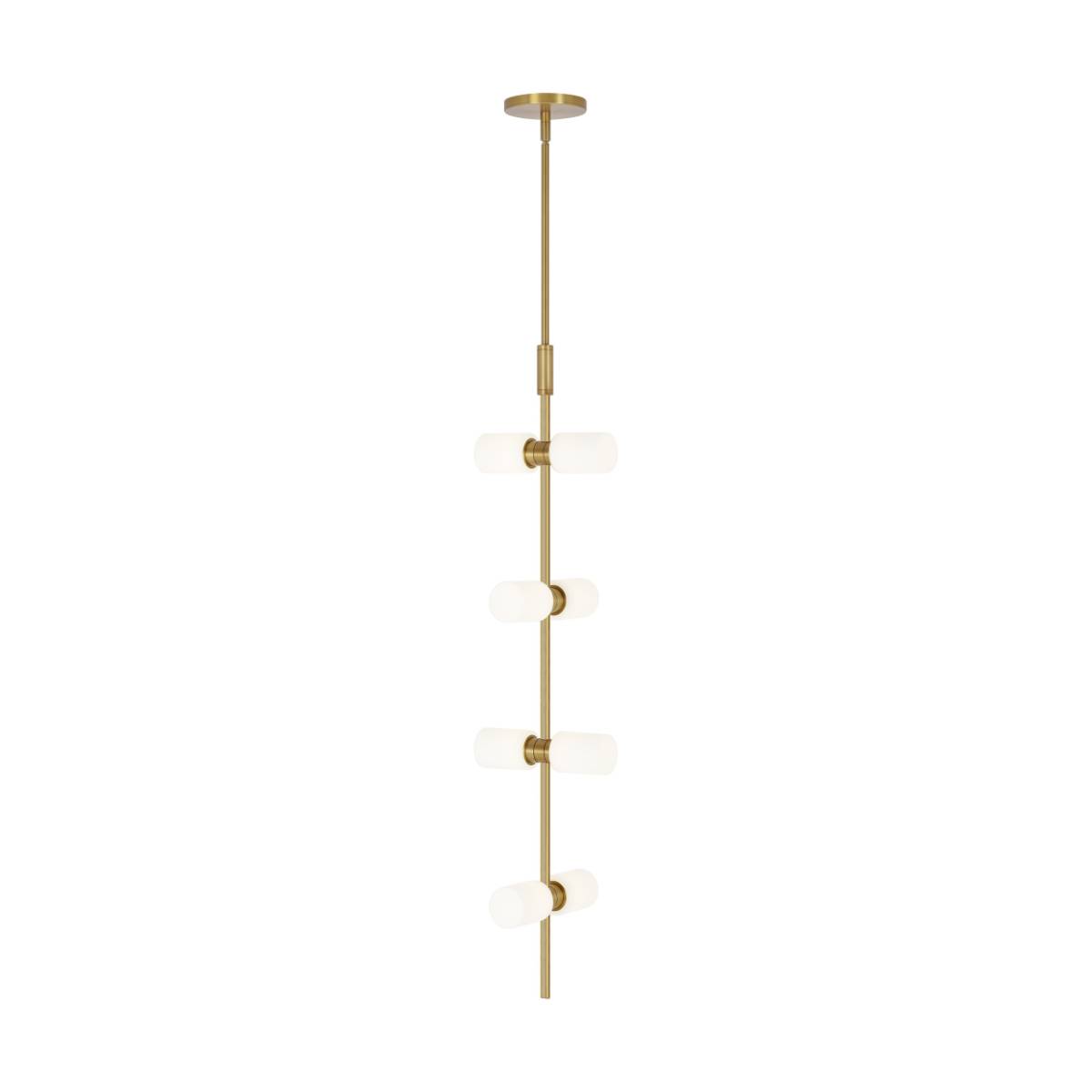 ModernRail 9 in. 8 Lights LED Pendant Light with Remote Conopy Brass Finish Glass Cylinders