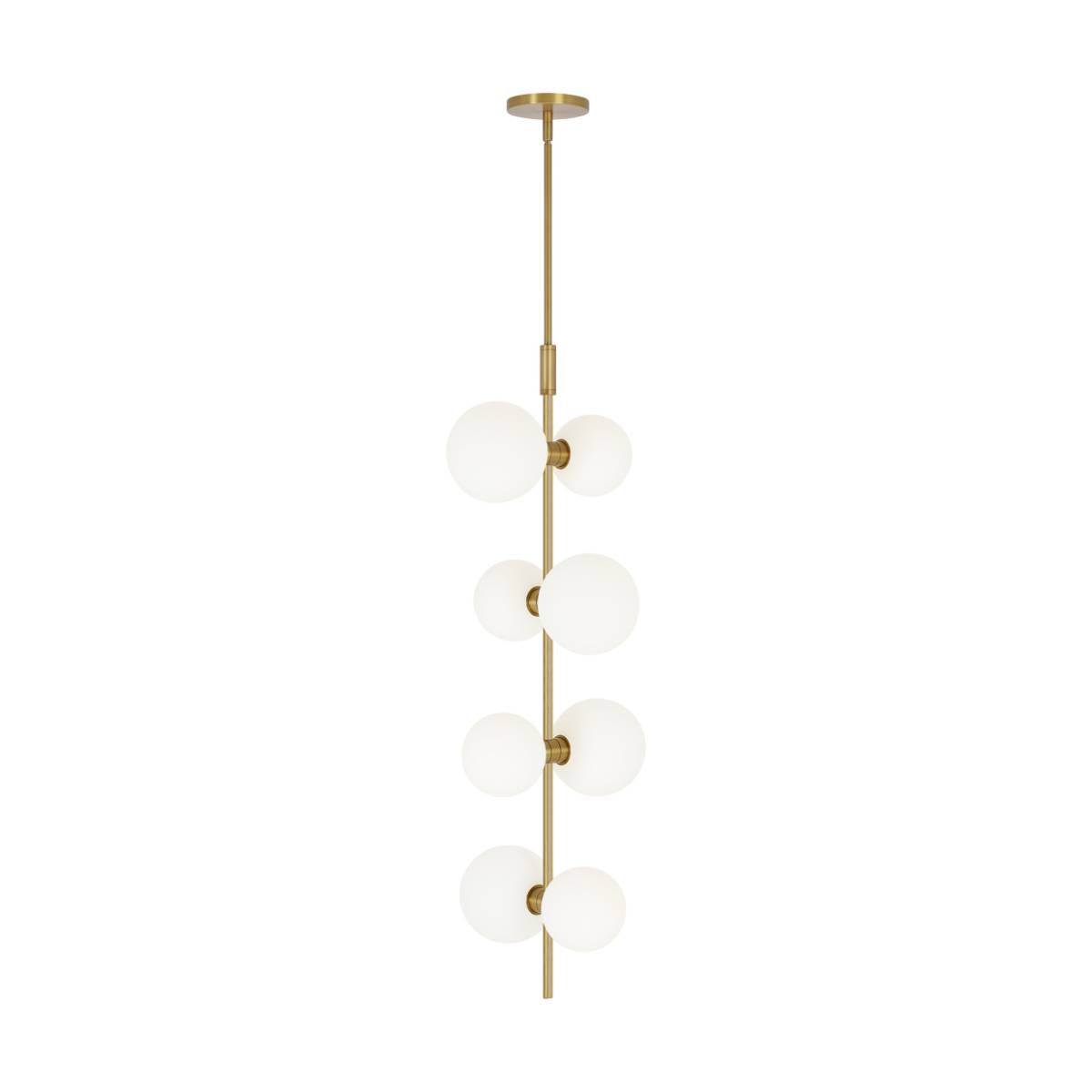 ModernRail 9 in. 8 Lights LED Pendant Light with Remote Conopy Brass Finish Glass Orbs