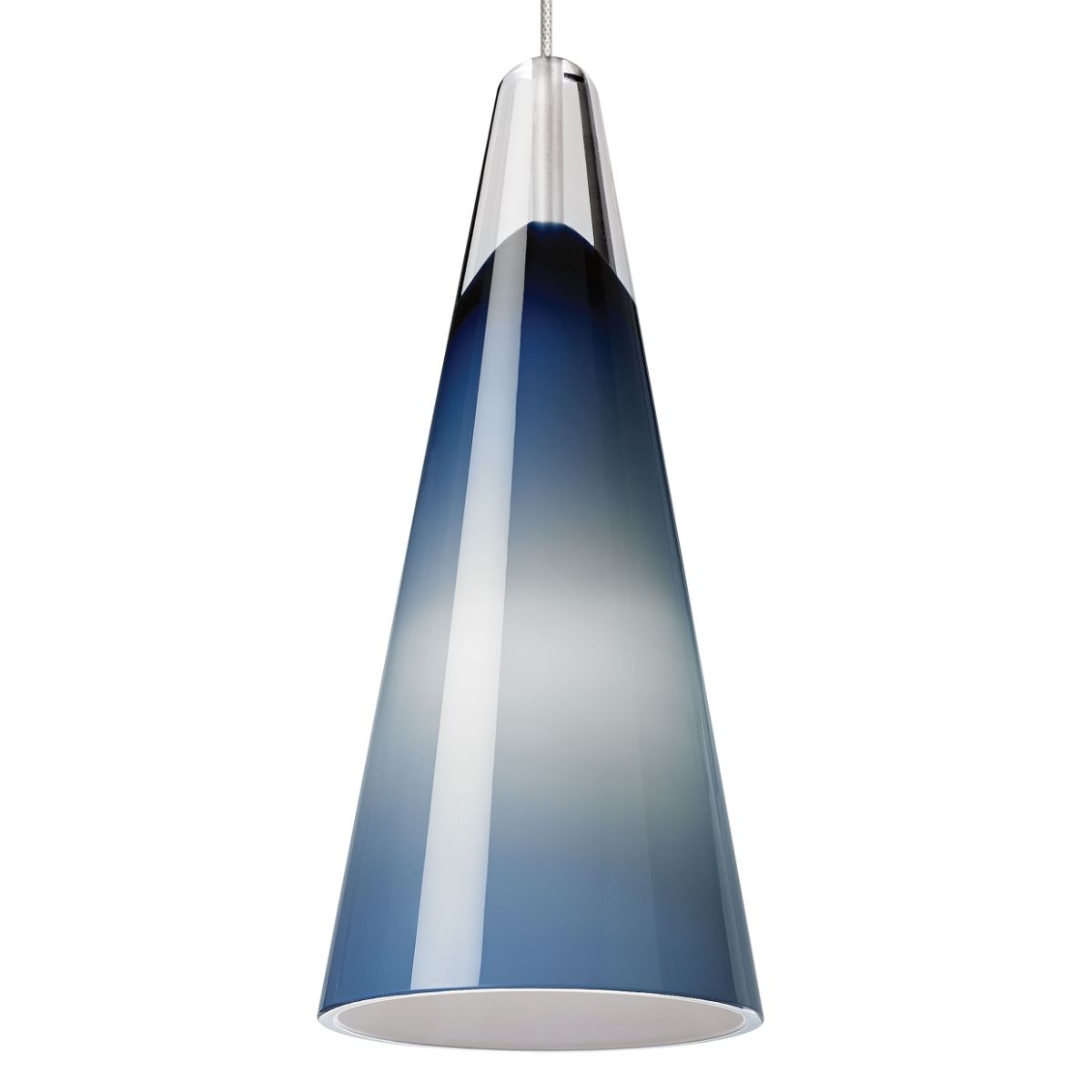 Selina Monorail Cone Pendant Light Satin Nickel Blue Finish