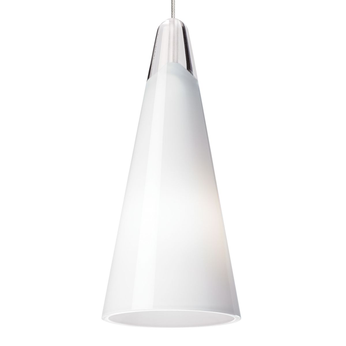 Selina Monorail Cone Pendant Light Satin Nickel White Finish