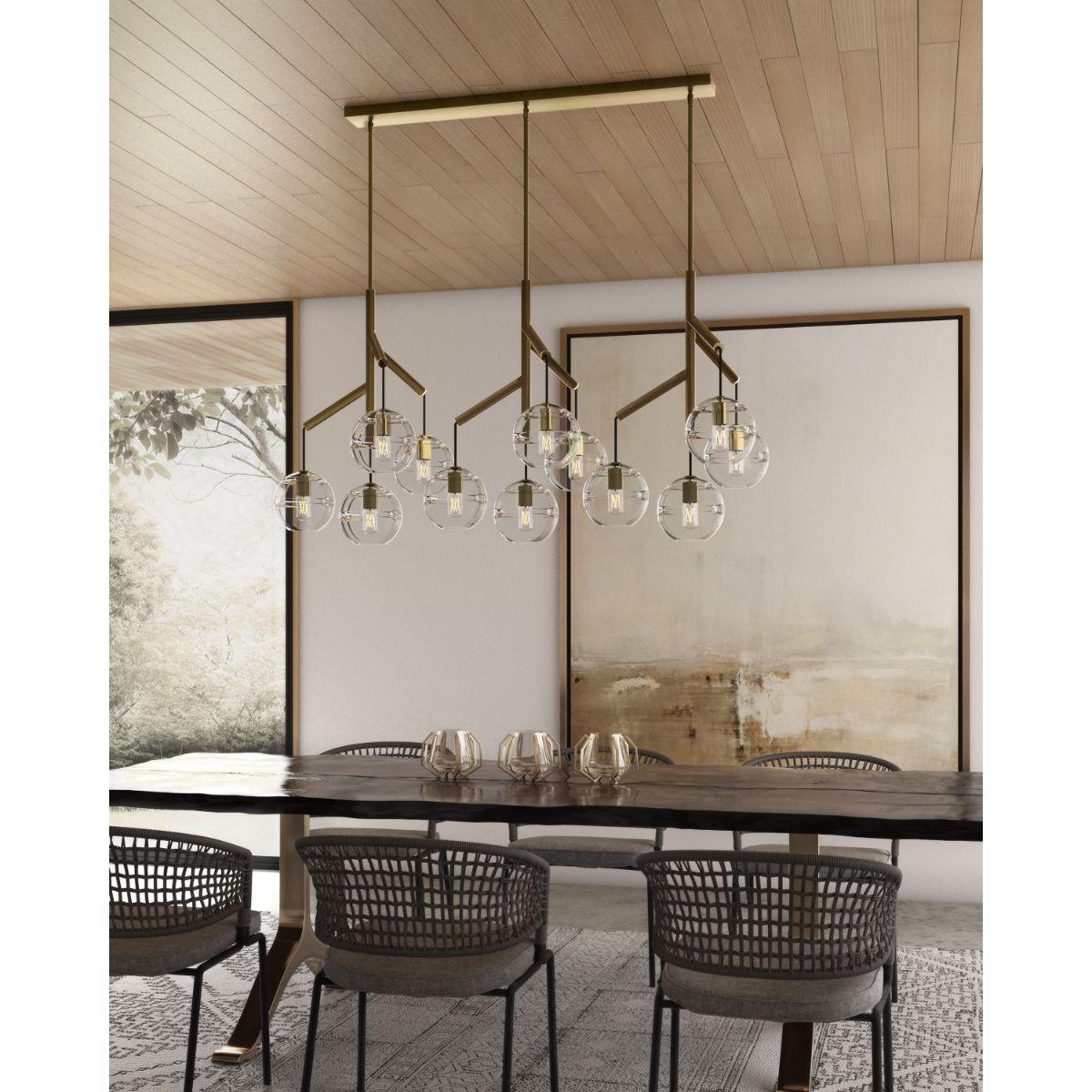 Sedona 63 in. 12 Lights Chandelier Aged Brass Finish Clear - Bees Lighting