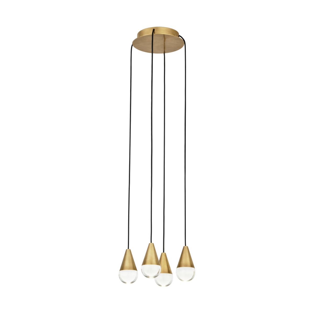 CUPOLA 4 Lights LED Chandelier 120-277V Natural Brass Finish - Bees Lighting