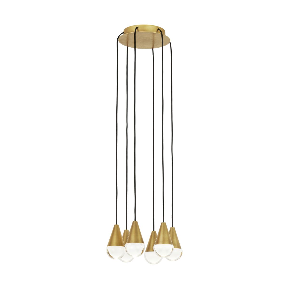 CUPOLA 6 Lights LED Chandelier 120-277V Natural Brass Finish - Bees Lighting