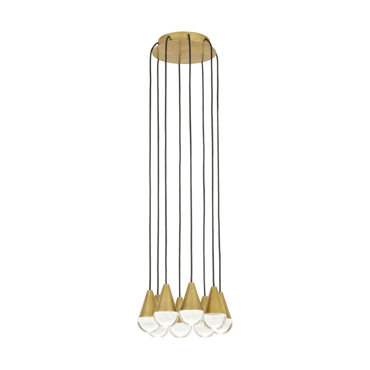 CUPOLA 8 Lights LED Chandelier 120-277V Natural Brass Finish - Bees Lighting
