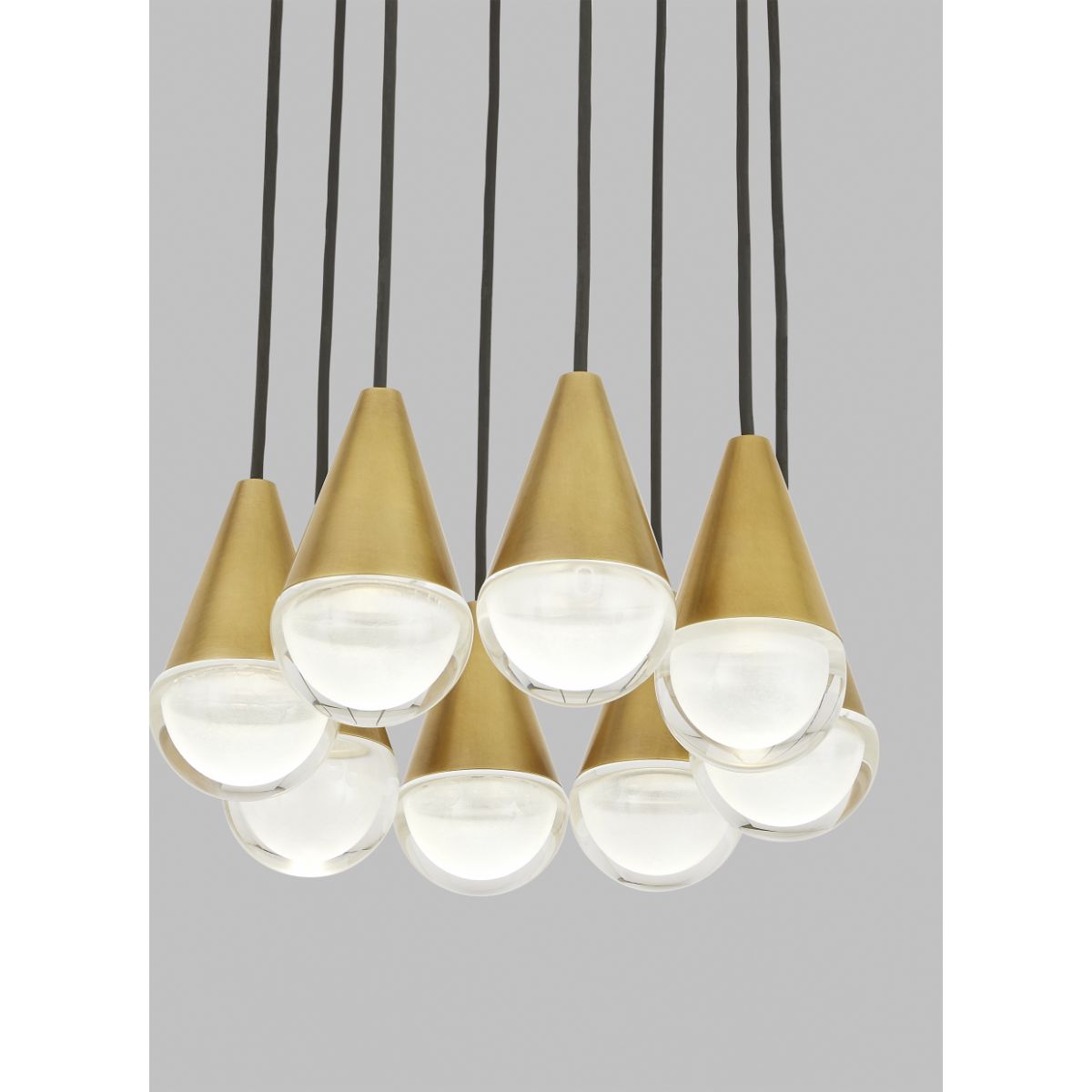 CUPOLA 8 Lights LED Chandelier 120-277V Natural Brass Finish - Bees Lighting