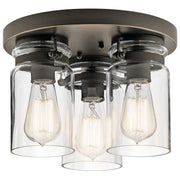 Brinley 12" 3-Light Flush Mount, Olde Bronze Finish - Bees Lighting