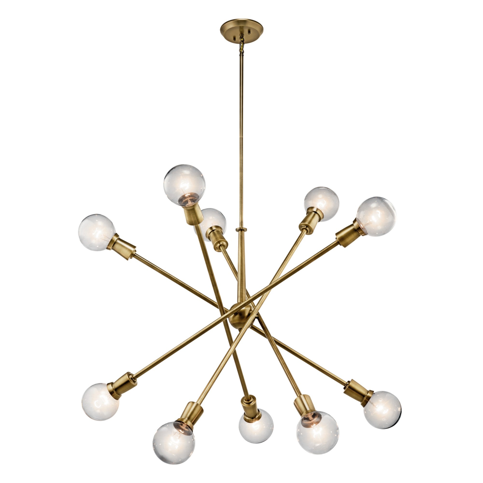 Armstrong 47" 10-Light Chandelier, Natural Brass Finish - Bees Lighting