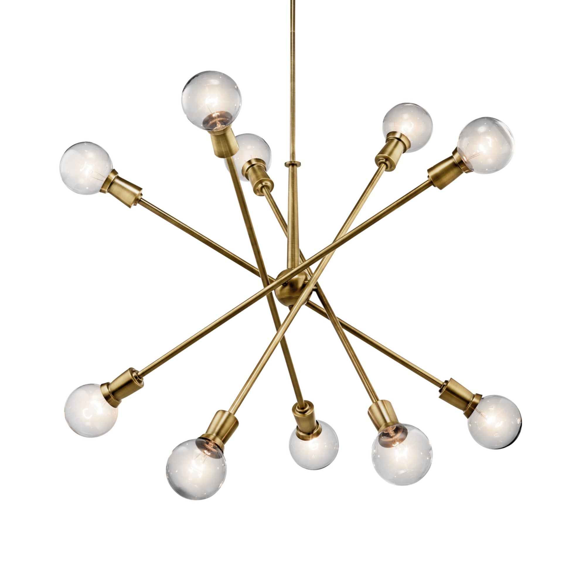 Armstrong 47" 10-Light Chandelier, Natural Brass Finish - Bees Lighting