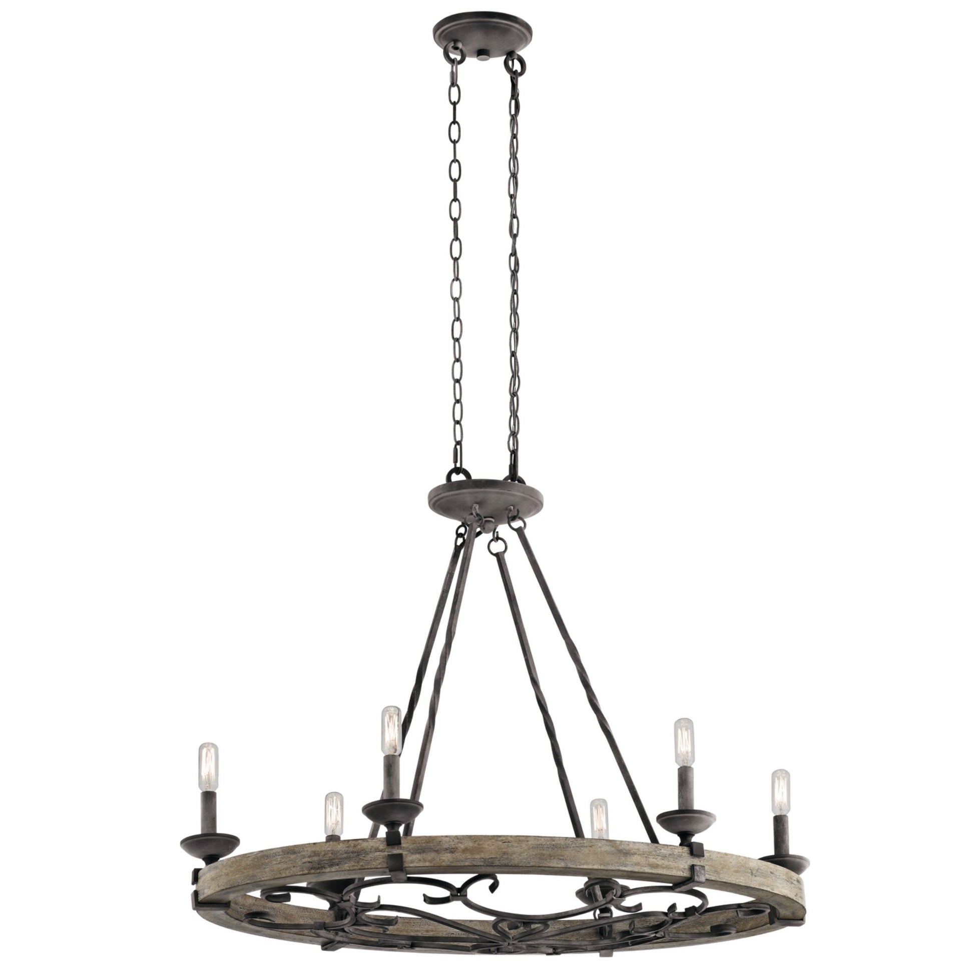 Taulbee 36" 6-Light Chandelier, Weathered Zinc Finish - Bees Lighting