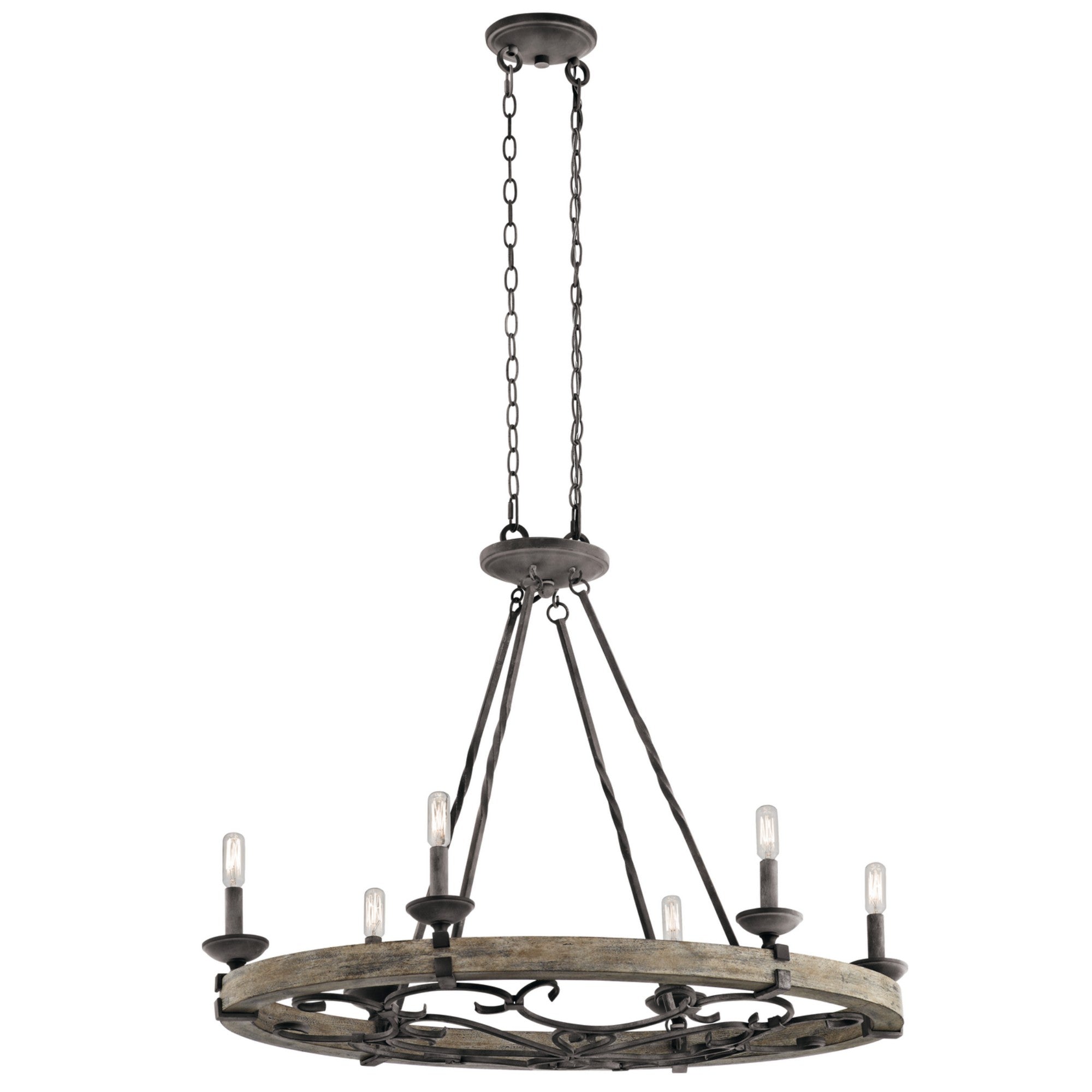 Taulbee 36" 6-Light Chandelier, Weathered Zinc Finish - Bees Lighting