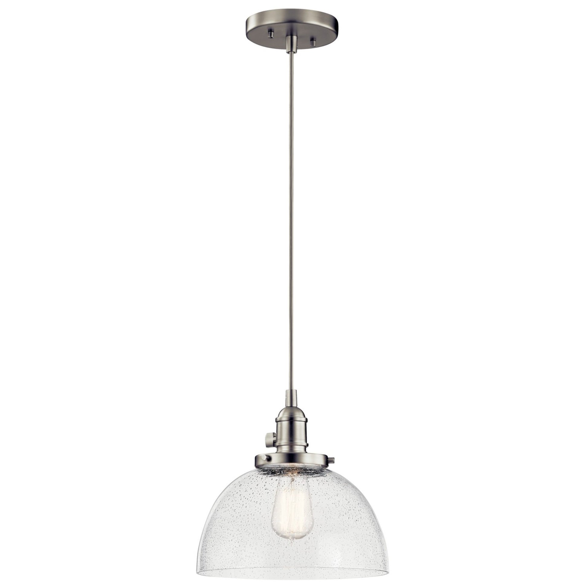 Avery 10" Dome Mini Pendant, Brushed Nickel Finish - Bees Lighting