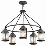 Ashland Bay 26" 5-Light Outdoor Chandelier, Weathered Zinc Finish - Bees Lighting
