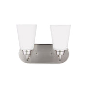 Kerrville 12" 2-Light Bathroom Vanity, Brushed Nickel Finish - Bees Lighting