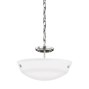 Kerrville 15" 2-Light Semi-Flush Convertible Pendant, Brushed Nickel Finish - Bees Lighting