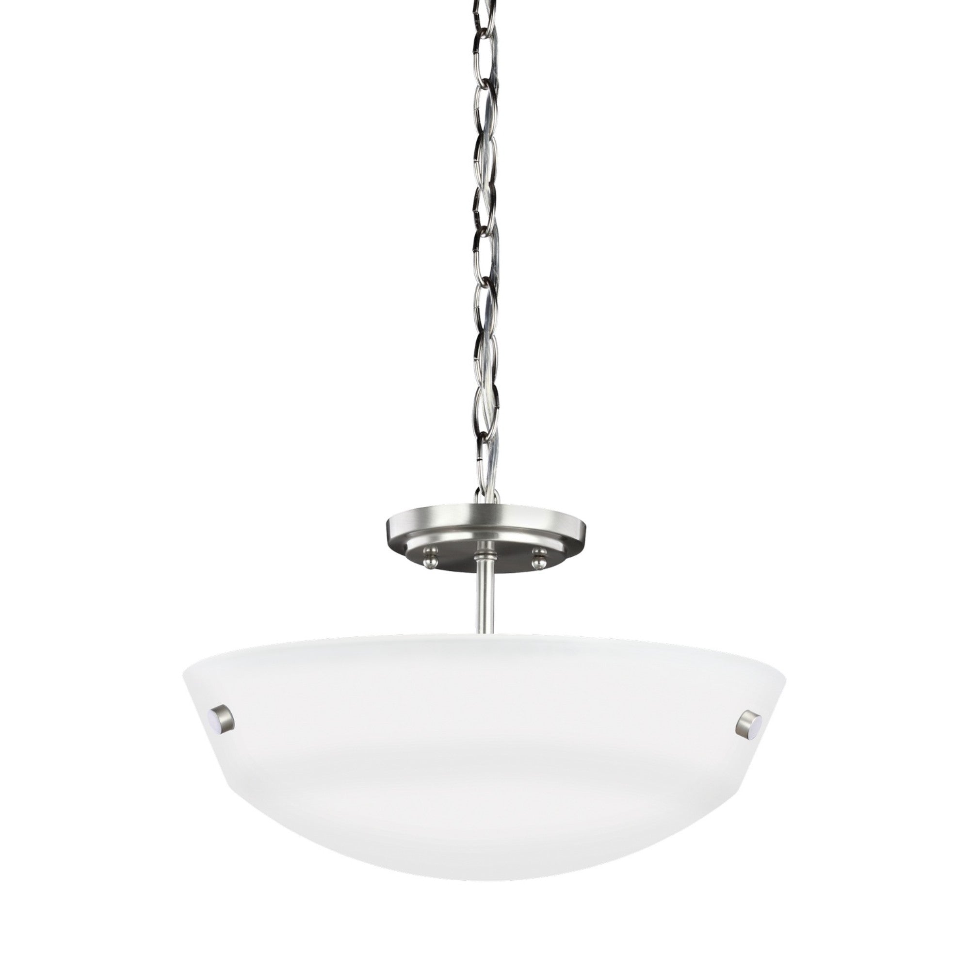 Kerrville 15" 2-Light Semi-Flush Convertible Pendant, Brushed Nickel Finish - Bees Lighting
