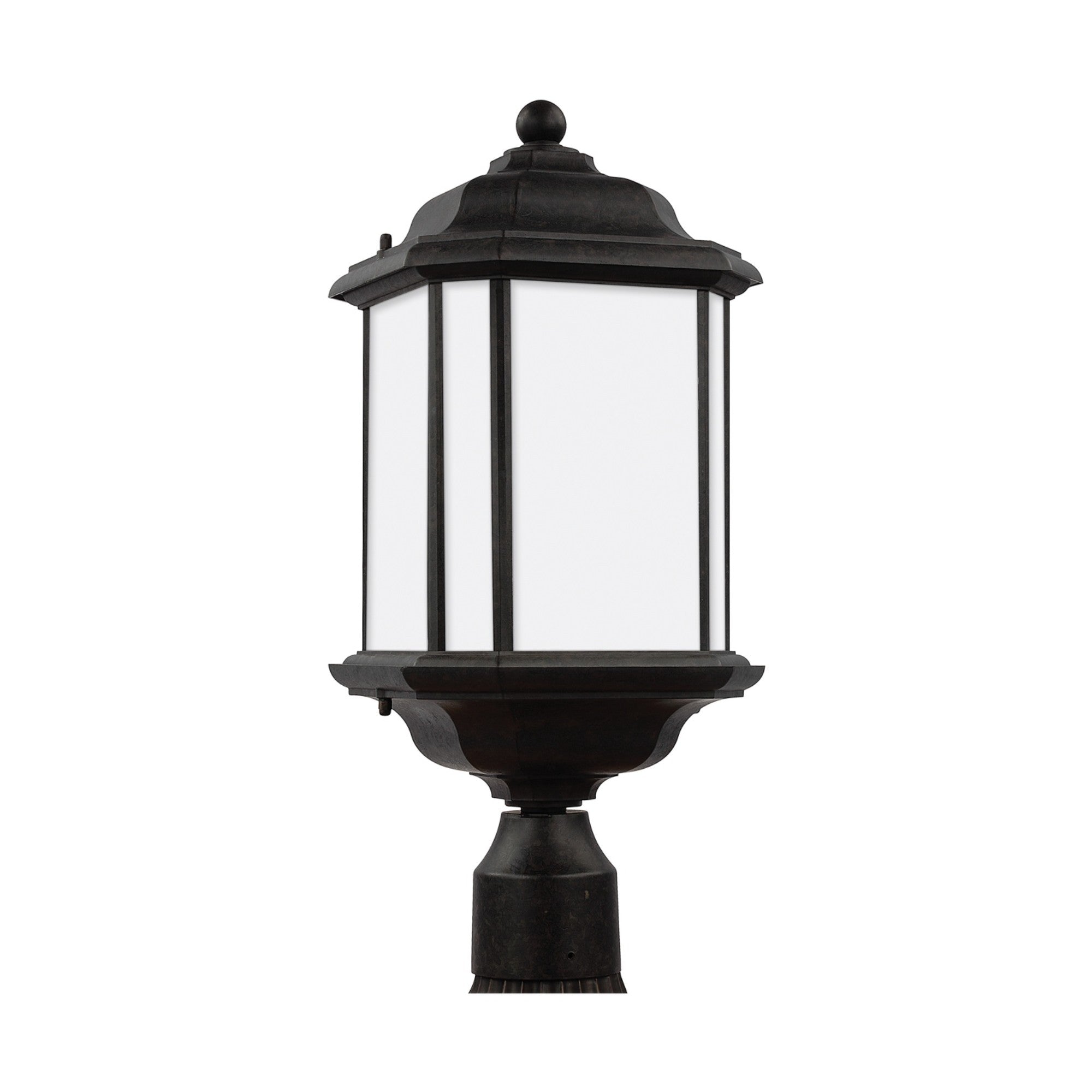 Kent 20" Outdoor Post Lantern, Oxford Bronze Finish with Satin Etched Glass - Bees Lighting