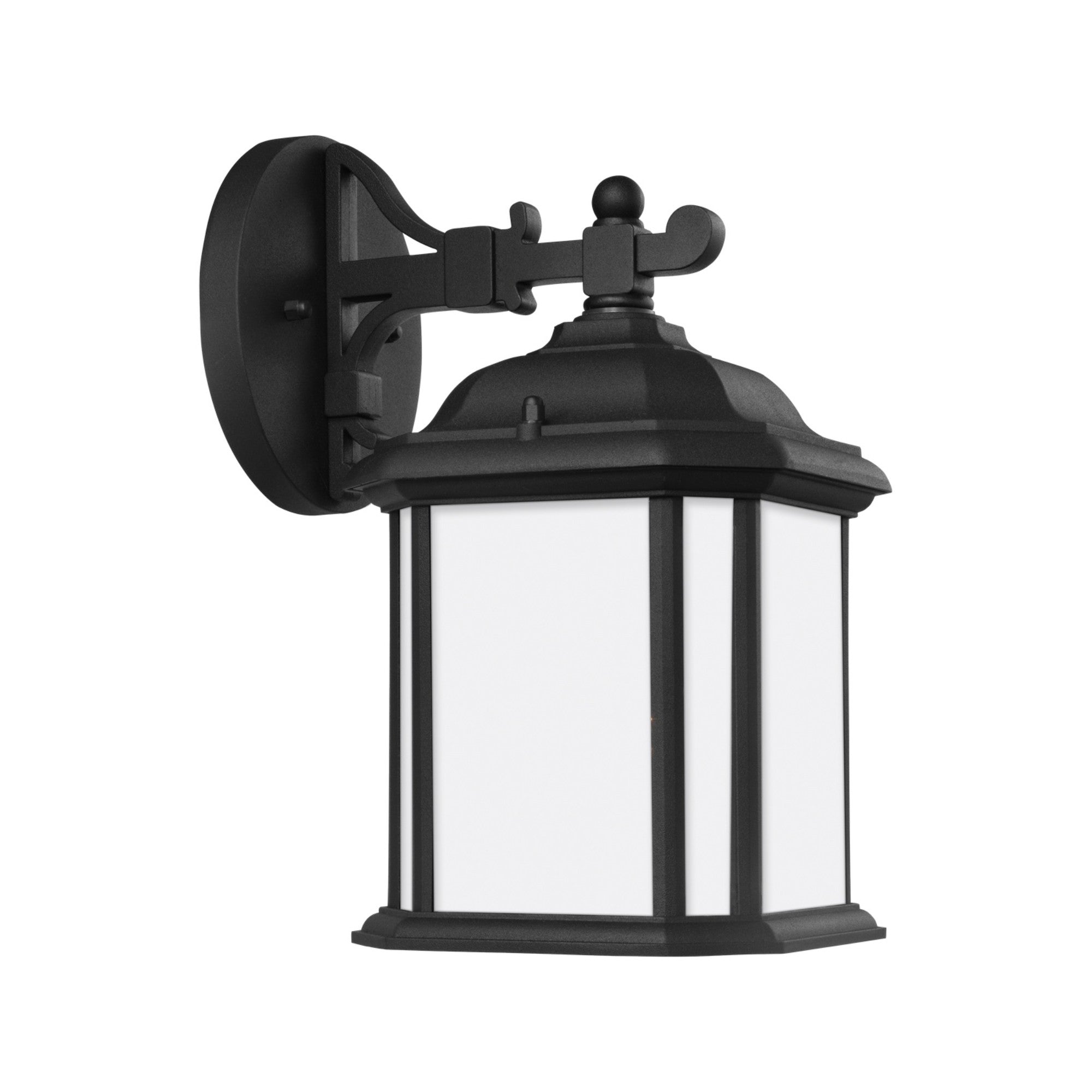 Kent 12" Outdoor Wall Lantern, Black Finish with Satin Etched Glass - Bees Lighting