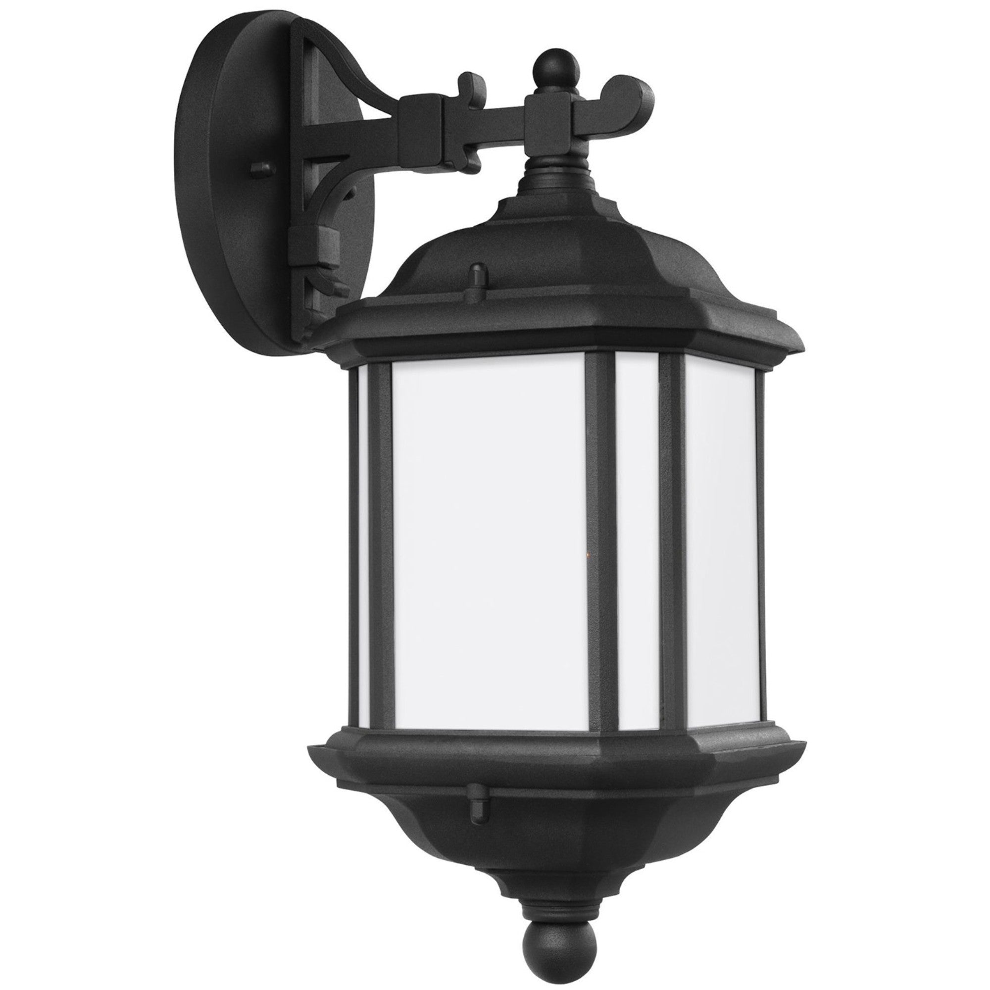 Kent 15" Outdoor Wall Lantern, Black Finish with Satin Etched Glass - Bees Lighting