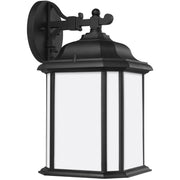 Kent 16" Outdoor Wall Lantern, Black Finish with Satin Etched Glass - Bees Lighting