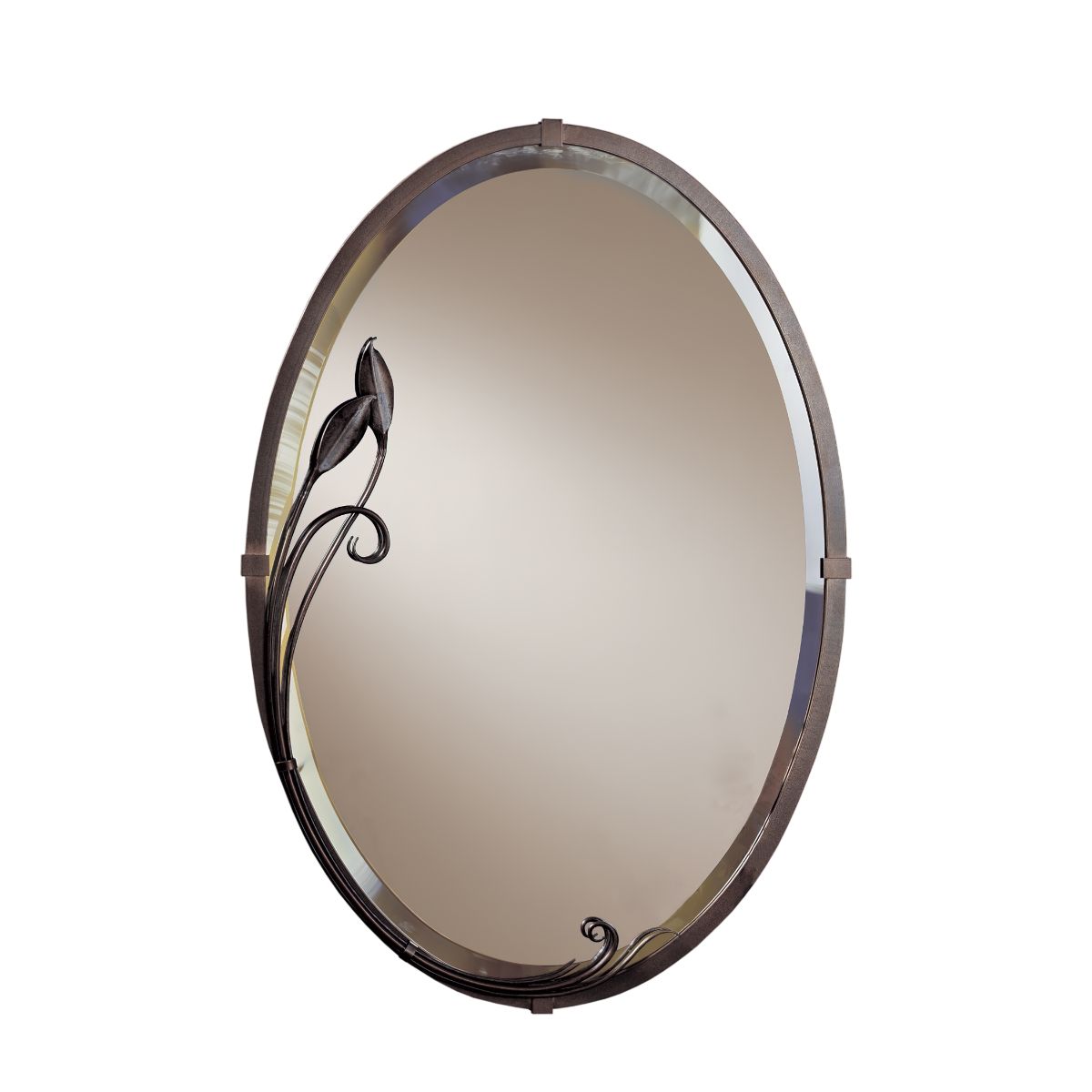 Beveled Oval 22 In. X 32 In. Wall Mirror with Leaf