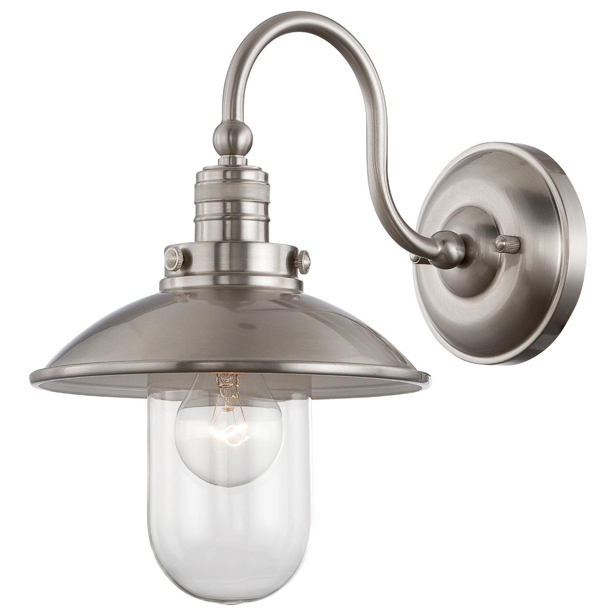 Downtown Edison 13 in. Armed Sconce Brushed Nickel finish