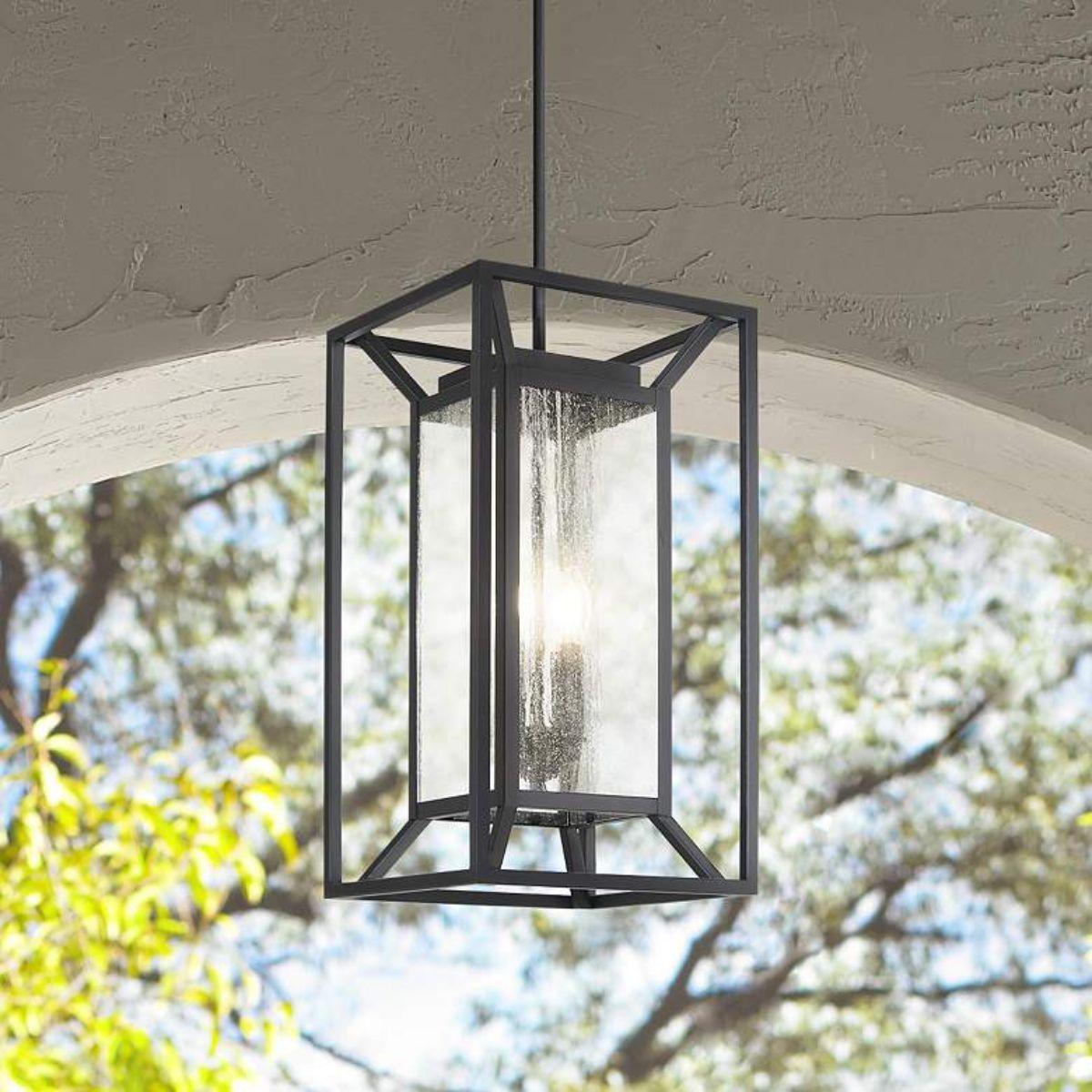 Harbor View 4 lights 12 in. Outdoor Hanging Lantern Black finish - Bees Lighting