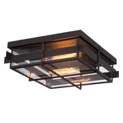 Muller 2-Light 14" Outdoor Flush Mount, Black Finish - Bees Lighting
