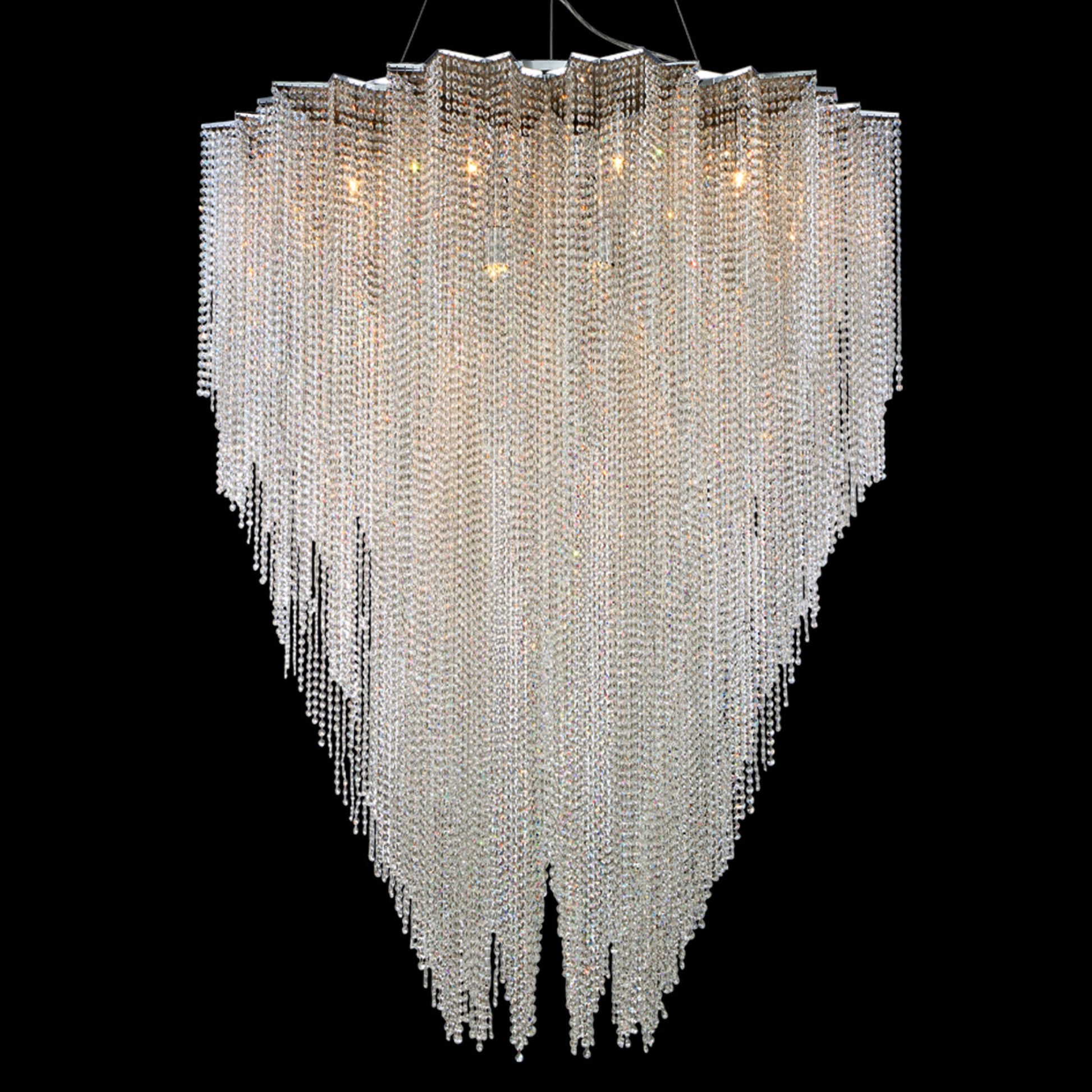 Cohen 24-Light 67" Grand Chandelier, Chrome Finish with Crystals - Bees Lighting